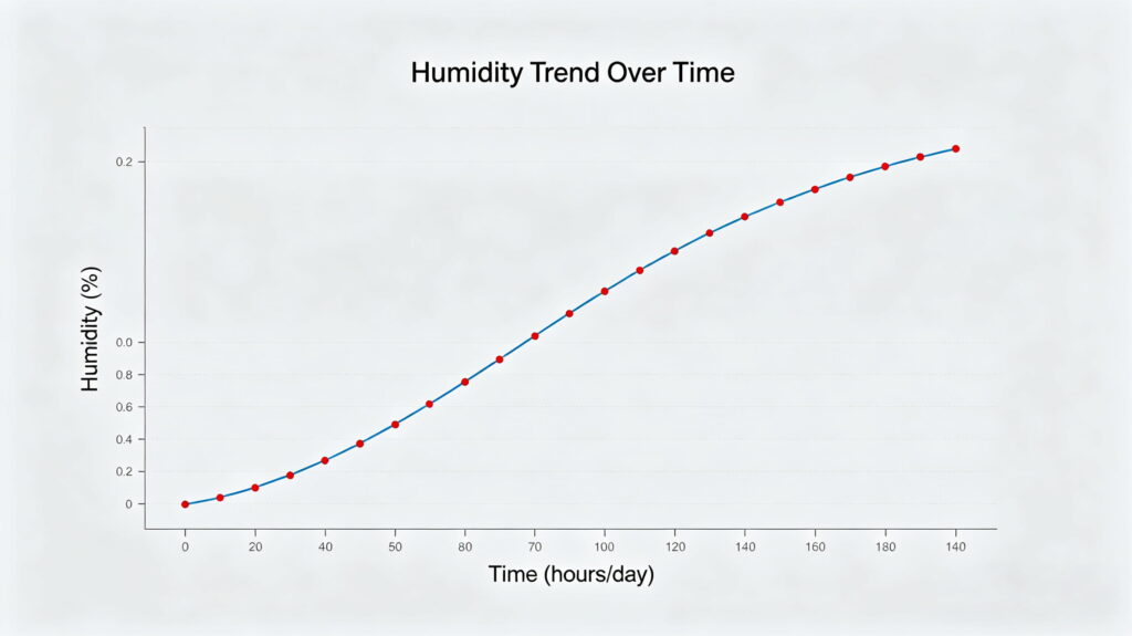 Humidity trend graph rising over time